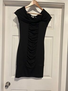 RD Style Black Off-Shoulder Ruched Mini Dress